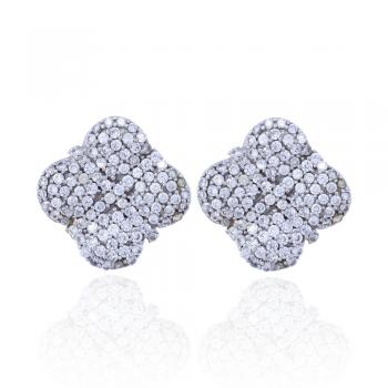  Elegant Sterling Silver CZ  Stone Seated Stud Earrings For Women and Girls 